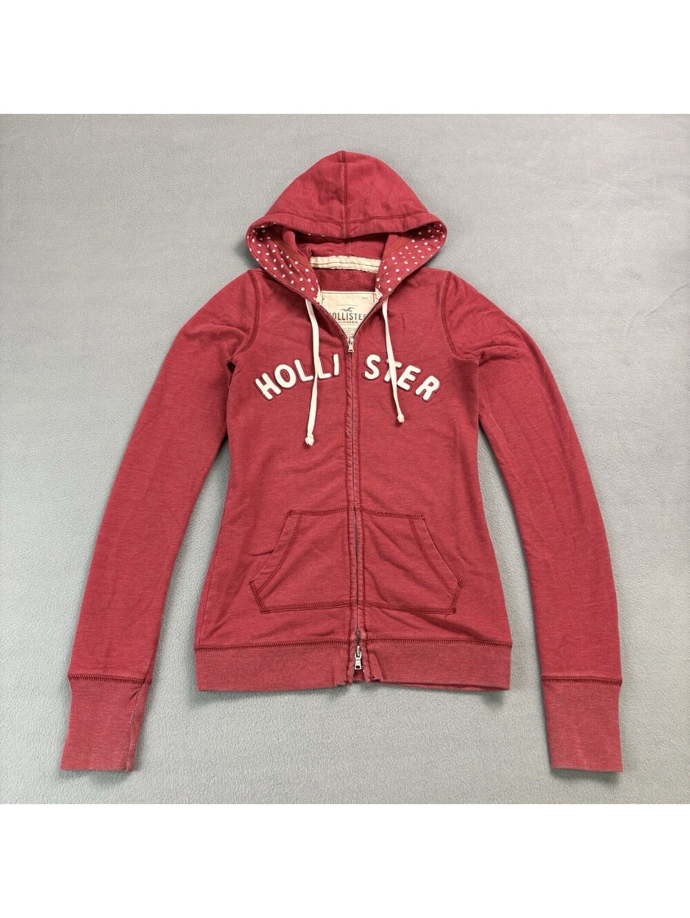 Vintage Y2K Hollister Zip Up Hoodie Women’s Size Small Red